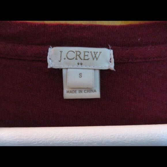 J. Crew Top Maroon Red Embroidery Preppy 3/4 Sleeve Knit Stretch Blouse Shirt - Picture 5 of 5